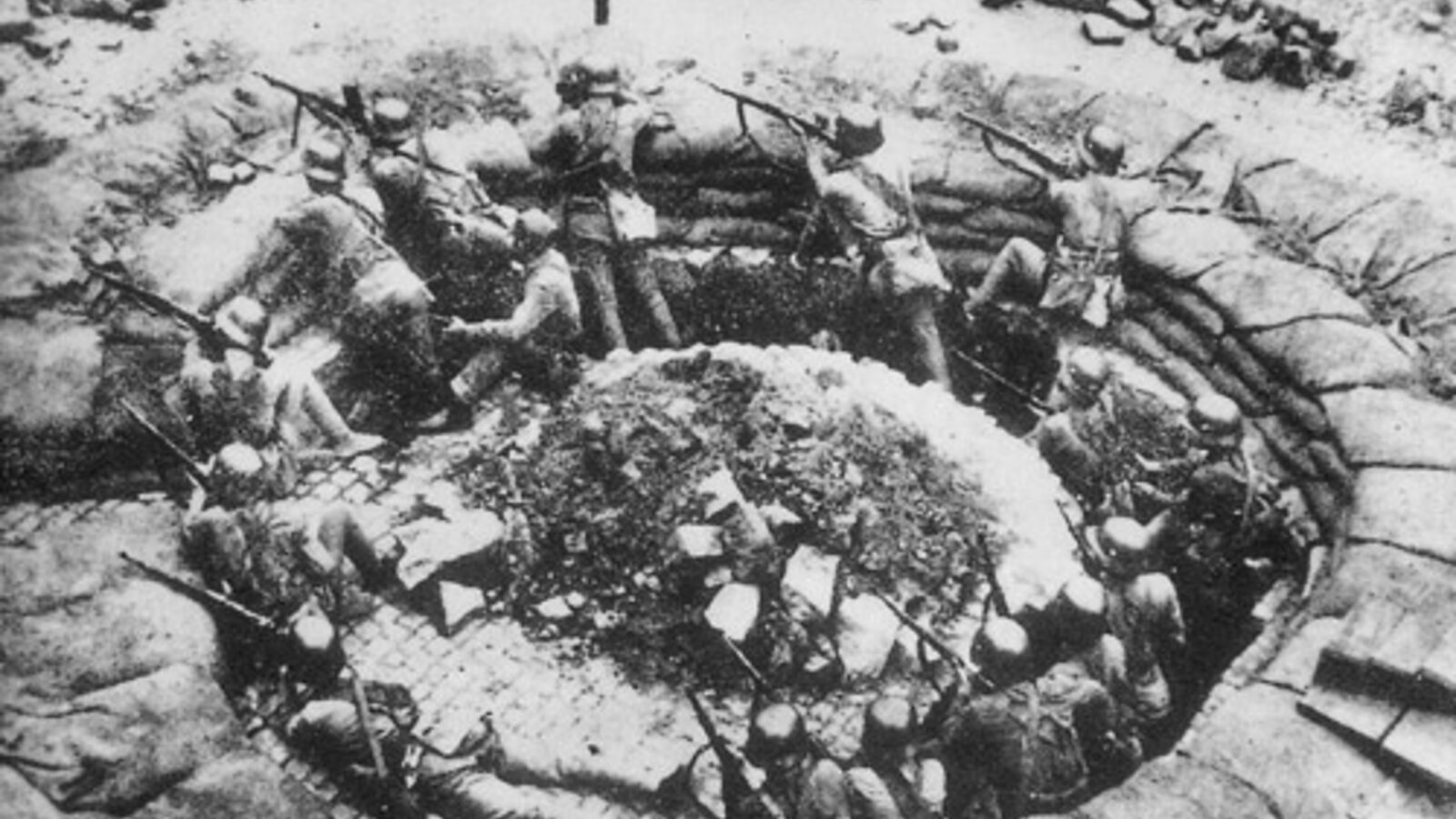 Chinese Nationalist (KMT) machine gun position during the Battle of Shanghai, 1937