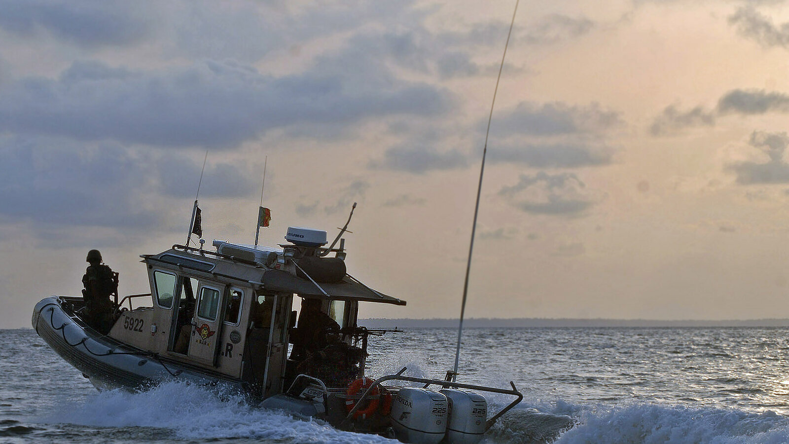 Cameroonian Rapid Intervention Brigade (BIR) patrol boat operating in Cameroon coastal waters following the Obangame Express 2011 multinational maritime exercise, March 2011