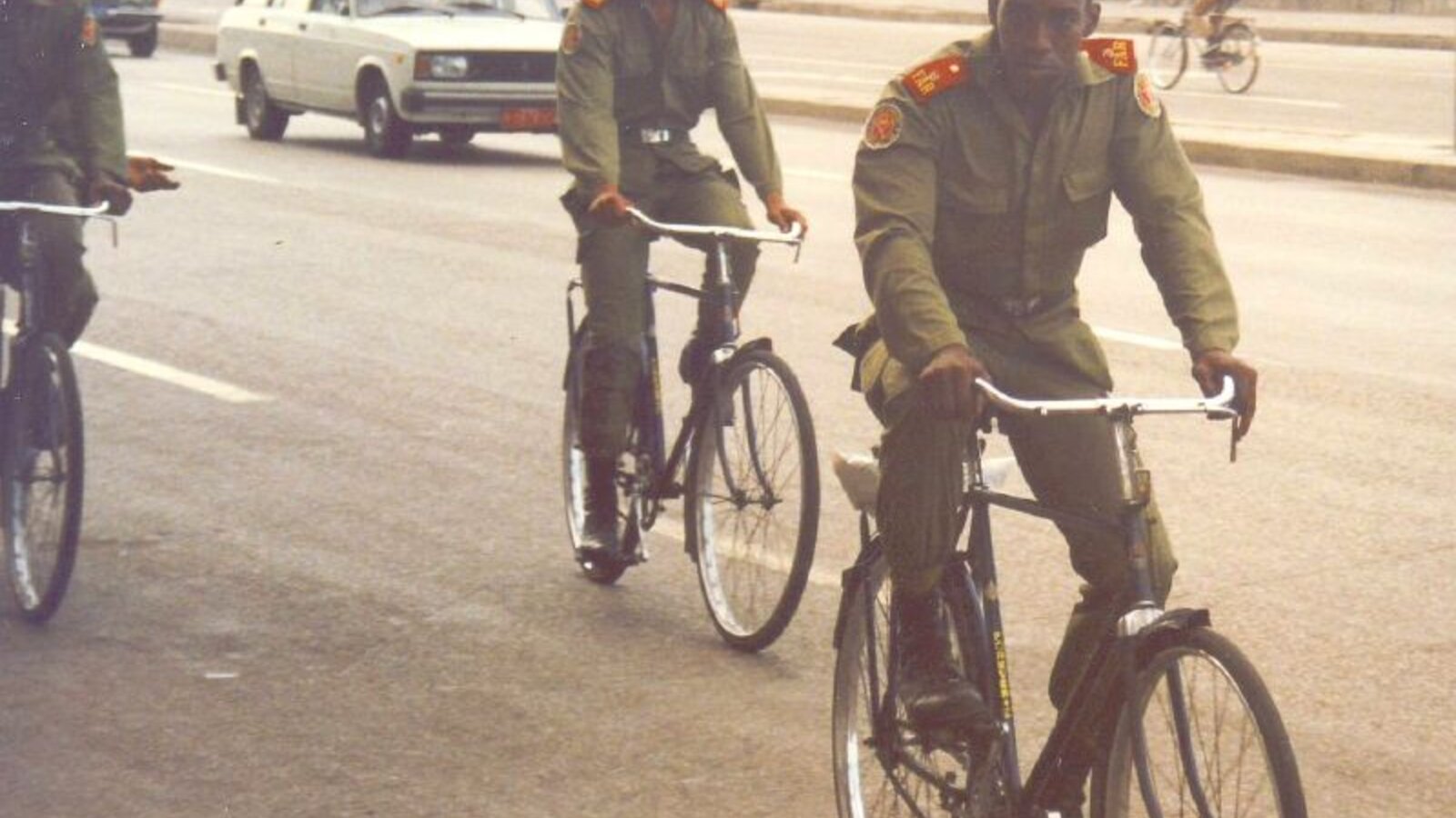 Cuban military personnel and vehicles on the move