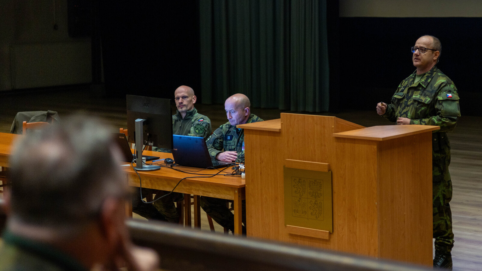 Czech Republic Army leaders receive a briefing for the multinational NATO exercise POWERFUL WORD 2024 at Libavá Military Training Area, Czech Republic, October 2024