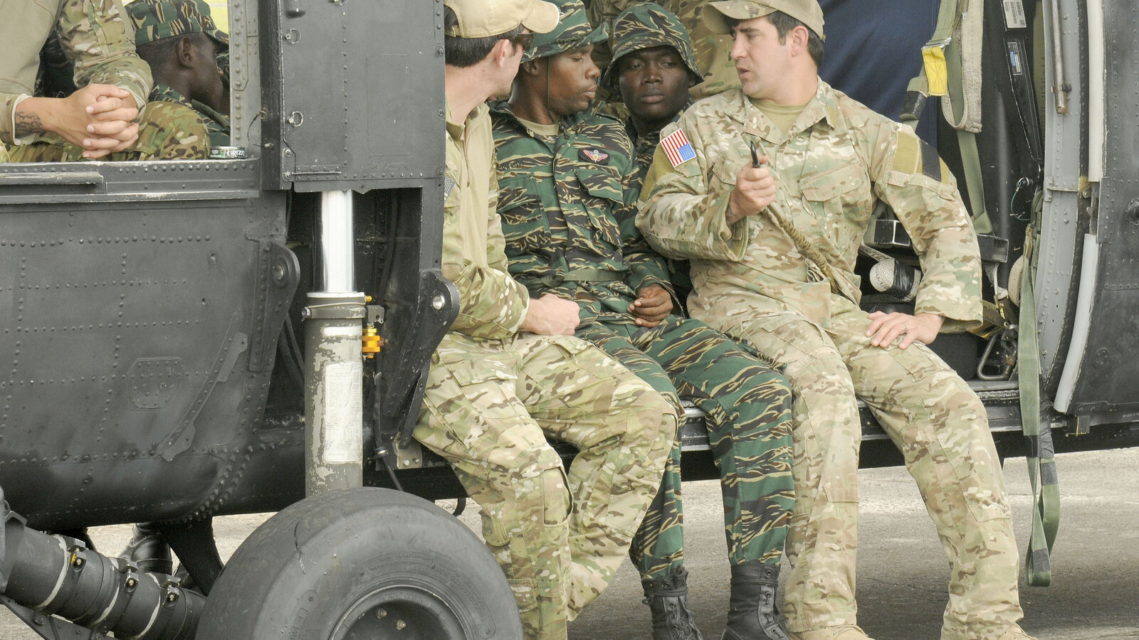 7th Special Forces Group trains Guyana Defense Force soldiers on helicopter loading procedures during Exercise Fused Response 2012, Camp Stephenson, March 2012