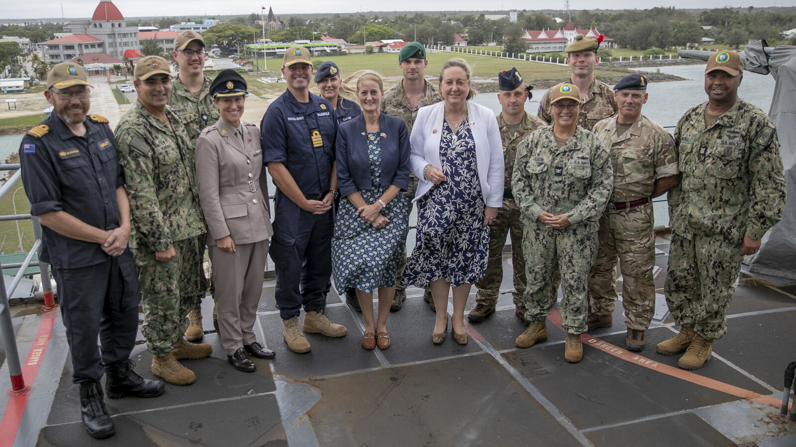 UK Minister of State for the Indo-Pacific and British High Commissioner to Tonga visit the Pacific Partnership 2023 team aboard USS Pearl Harbor, November 2023