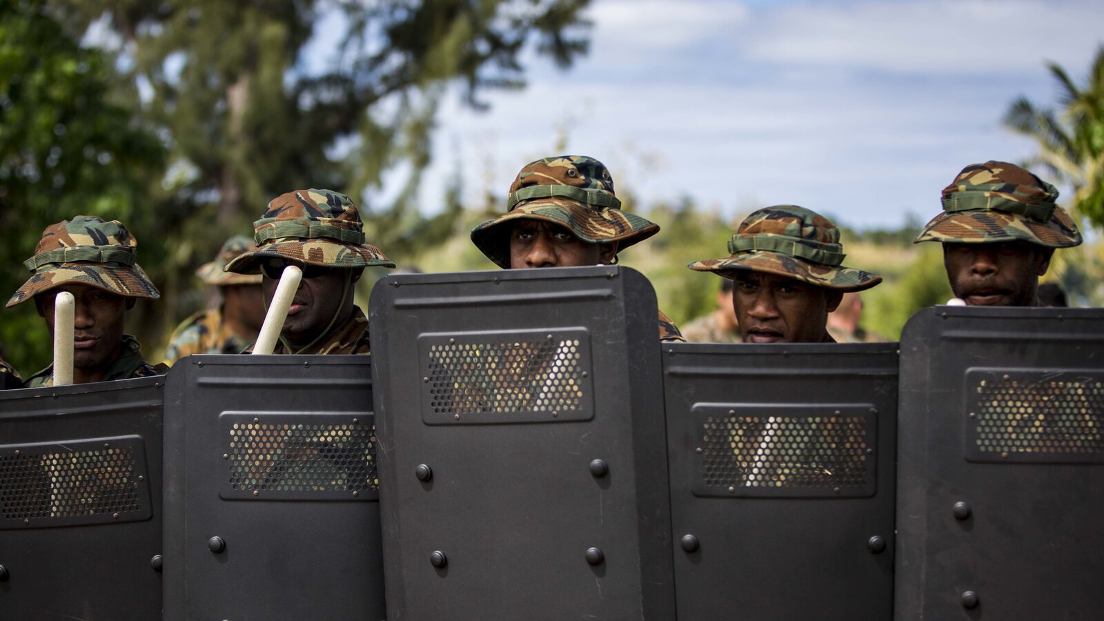 Vanuatu Police Force riot squad on riot control training during Exercise Koa Moana 17, Port Vila, August 2017